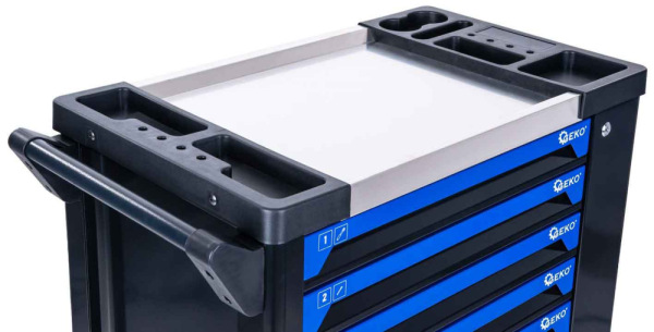 Dielenský vozík na náradie so 7 zásuvkami, náradie- 258 dielov, 850x450x950 mm, GEKO 10
