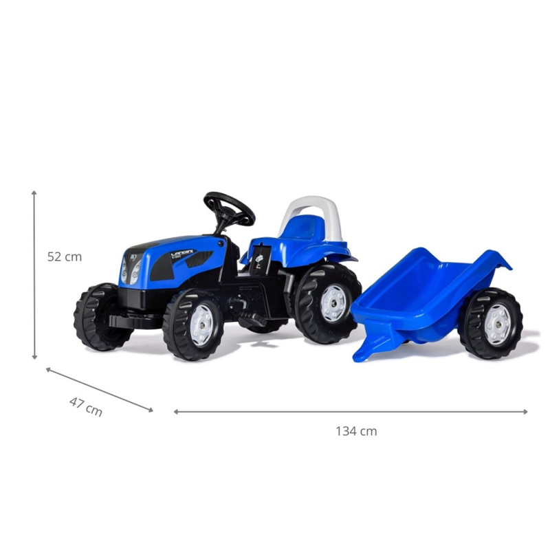 Šliapací traktor s vlečkou Rolly Kid Landini modrý 4