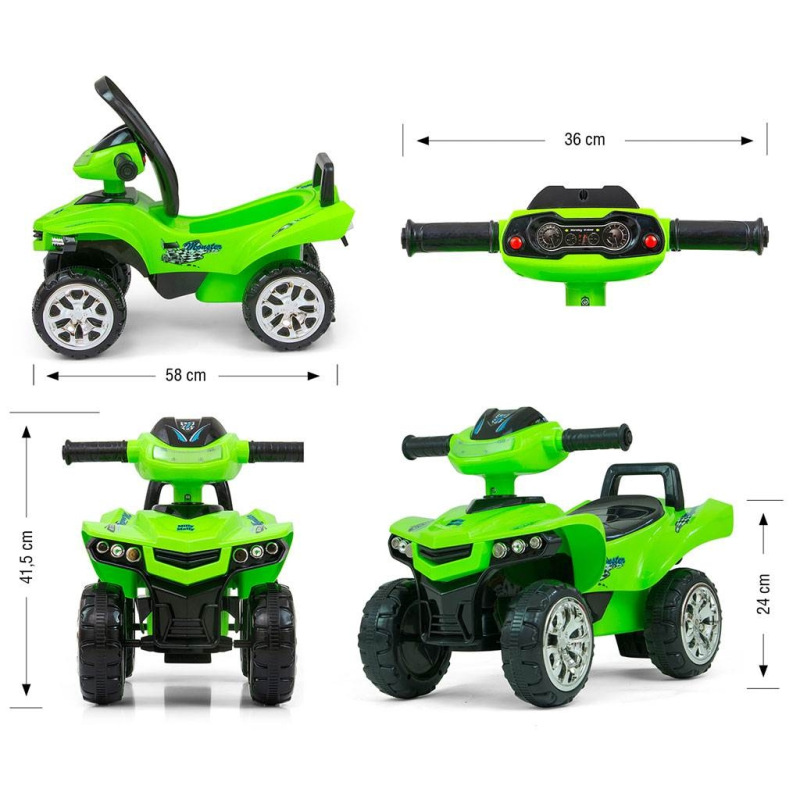 Detské odrážadlo so zvukom Štvorkolka Milly Mally Monster Green 5