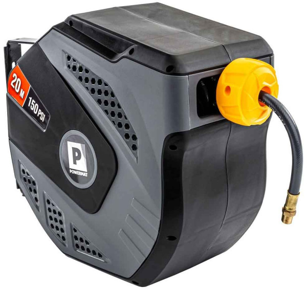 Navíjací bubon s držiakom na stenu s hadicou na vzduch, 8 x 12 mm, dĺžka 20 m, POWERMAT 20