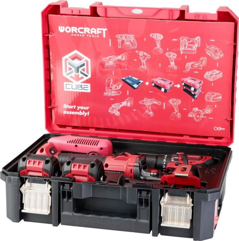 Set Worcraft XCUBE001A, ShareSYS, skrutkovač CHD-S20LiBC + uhlová brúska CAG-S20LiBS-125 mm, bezuhlí 3