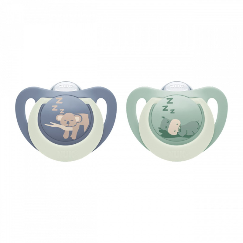 Cumlík NUK First Choice Night 0-6m 2 ks Hippo/Koala 0-6 m