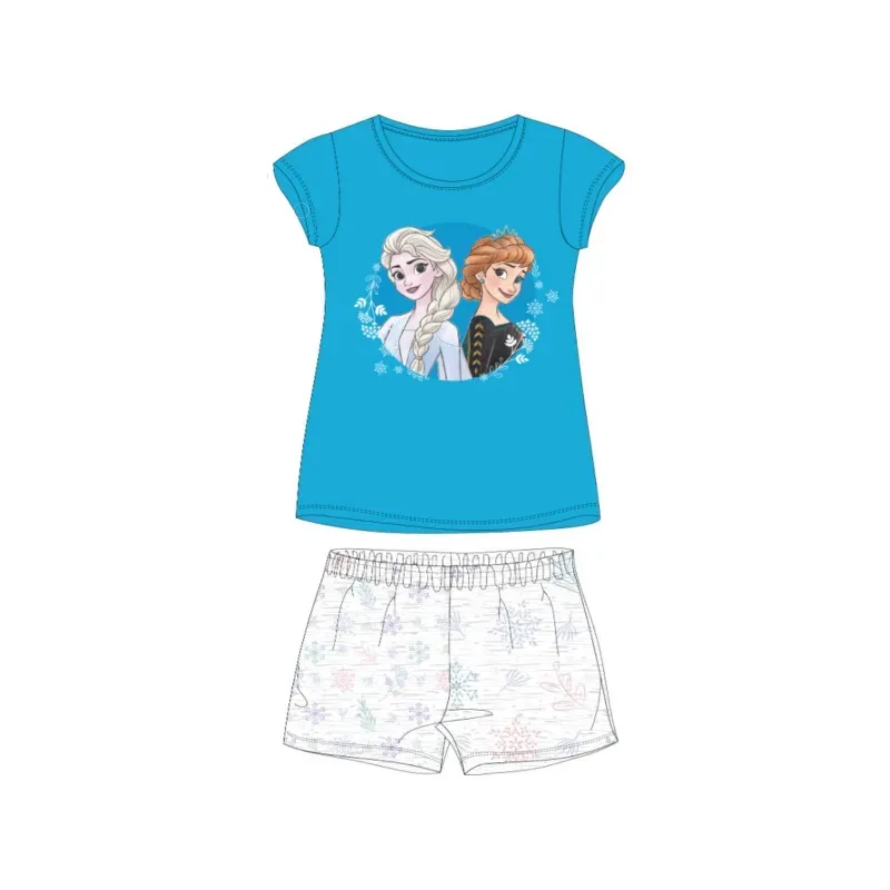Dievčenské bavlnené pyžamo krátke DISNEY FROZEN / modré - 7 rokov (122cm)