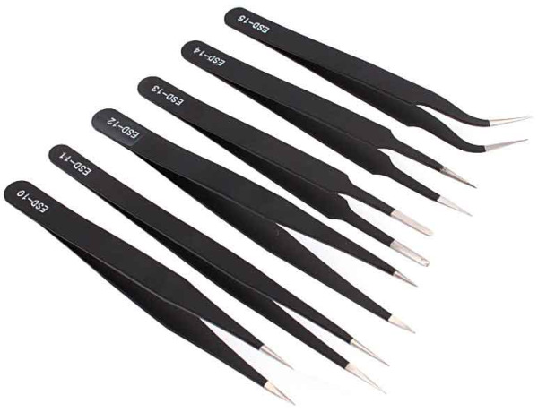 Sada antistatických nerezových pinziet, 6-dielna sada, XL-TOOLS