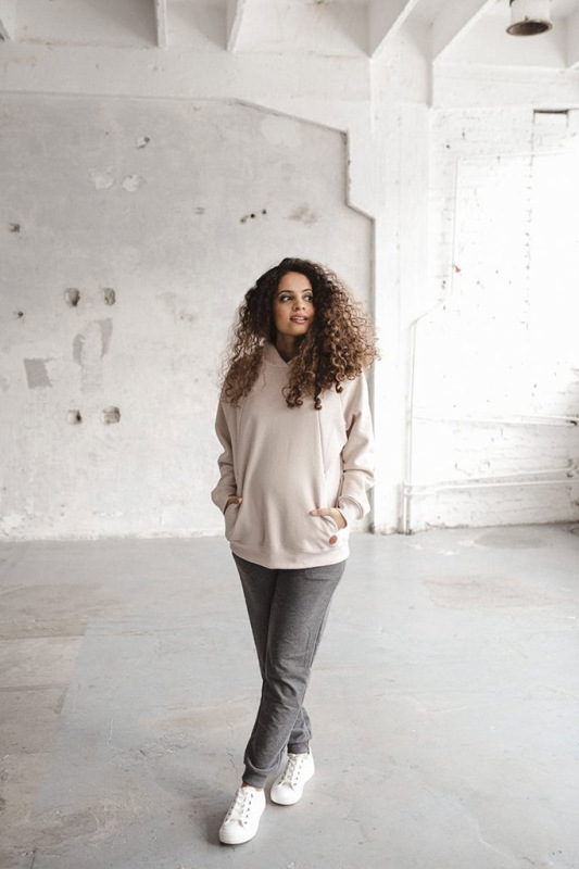 Tehotenská a dojčiaca mikina Motherhood oversize milk & love béžová XL 2