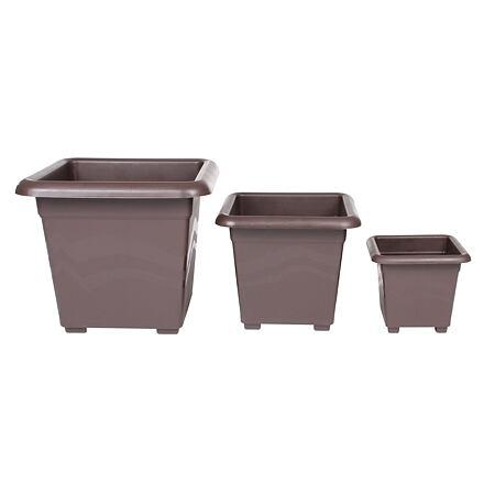Plastkon Quattro kvetináč hnedá 20 cm 2