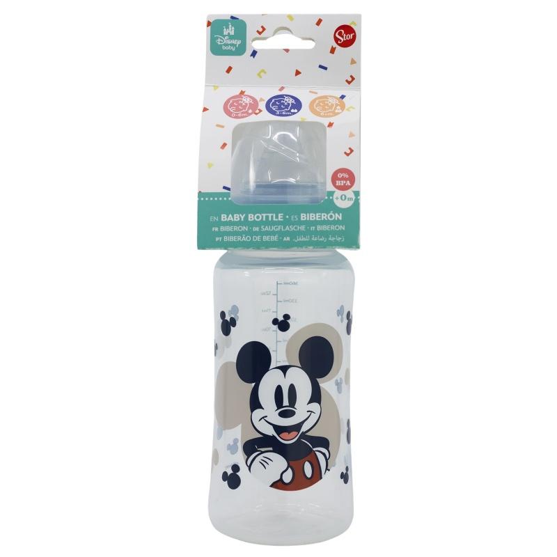 STOR Dojčenská antikoliková fľaša Mickey Mouse Baby Blue, 360ml, 10403