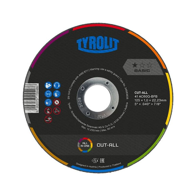 Kotuc Tyrolit 125x1,6mm, 41C, AC46Q-BFB, Universal, CUT-ALL, Basic *