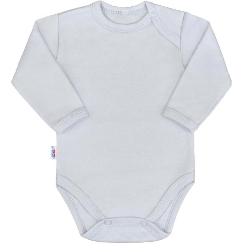 Dojčenské bavlnené body s dlhým rukávom New Baby Pastel sivé 80 (9-12m)
