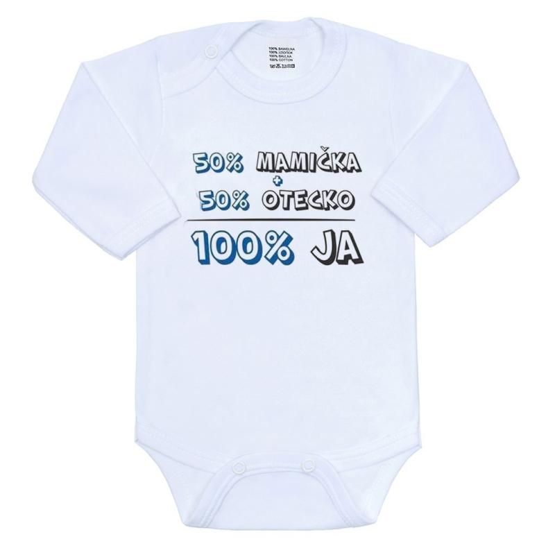 Body s potlačou New Baby 50% MAMIČKA + 50% OTECKO - 100% JA modré 56 (0-3m)