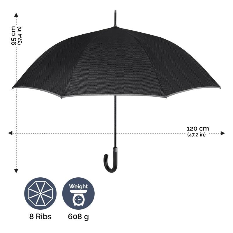 Čierny dáždnik s reflexným lemom Perletti Technology, 21802