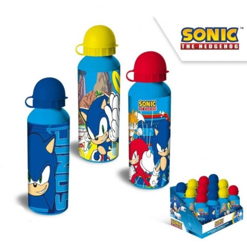 Hliníková fľaša na pitie Ježko Sonic / modrý vrchnák, 500ml, SN7141MC