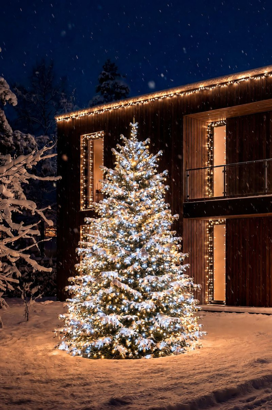 Reťaz MagicHome Vianoce, jednoduché svietenie, 550xLED teplá/studená biela, IP44, 12,45 m 1