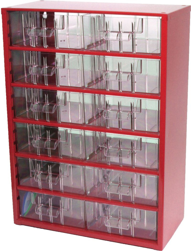 Skrinka 12 S, kovová, 155 x 306 x 420 mm, červená