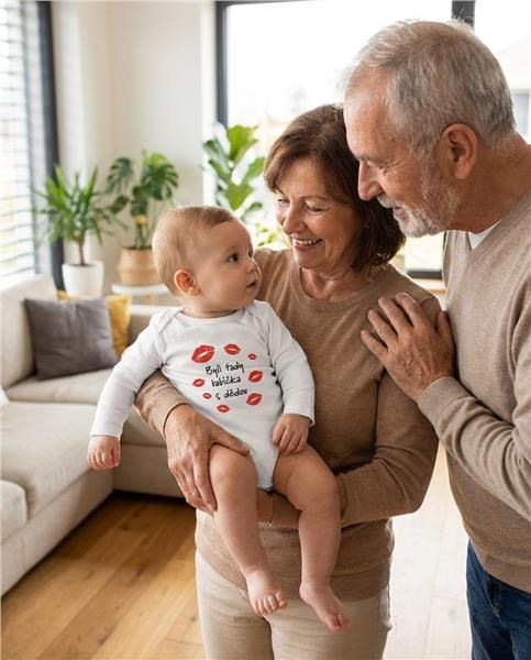 Detské body s potlačou New Baby Byli tady babička s dědou 68 (4-6m) 3