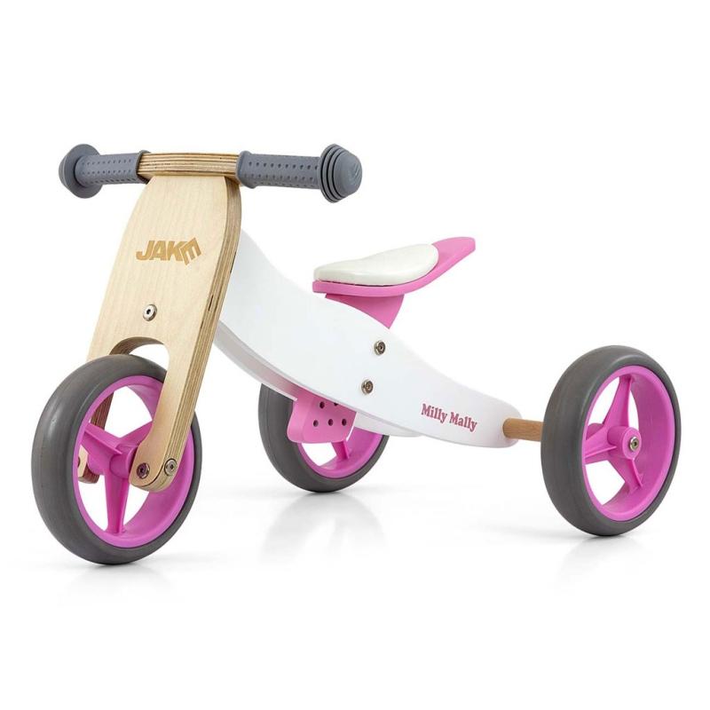 Detské multifunkčné odrážadlo bicykel 2v1 Milly Mally JAKE Classic Pink