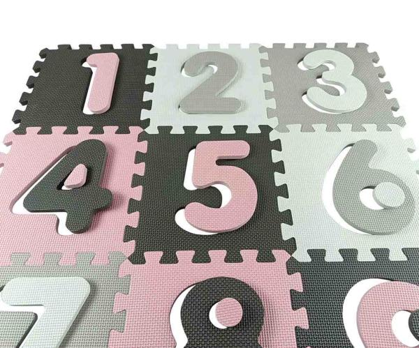 Penové puzzle podložka ohrádka Milly Mally Jolly 3x3 Digits Pink Grey