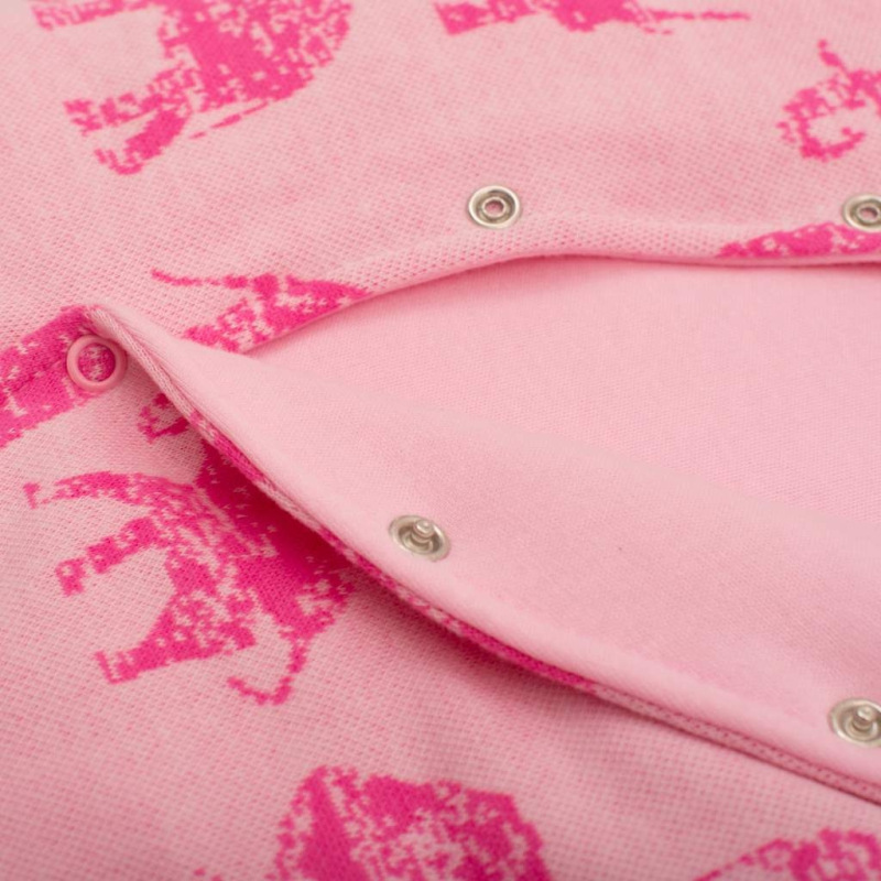 Zateplená dojčenská kombinéza s kapucňou Baby Service Slony ružová 74 (6-9m) 2