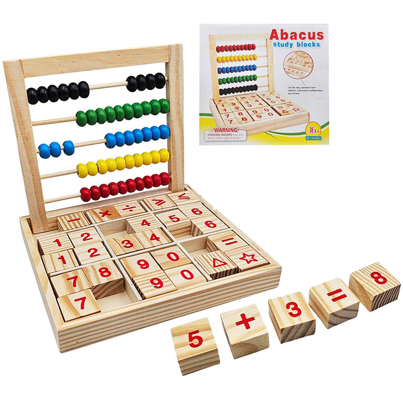 Drevené počítadlo s číselnými kockami