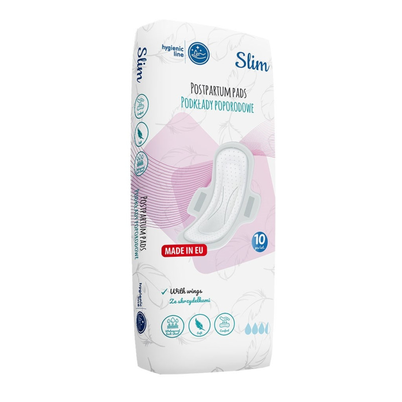Jednorazové ultrasavé popôrodné vložky s krídelkami Akuku Slim 10 ks v balení 1