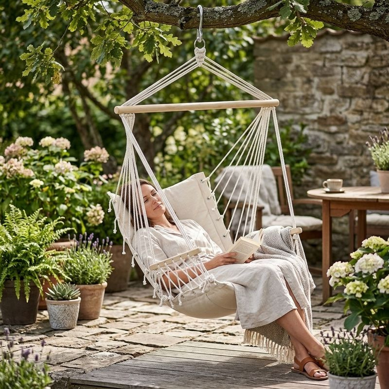 Kreslo CRAIG, hojdacie, záhradné, prírodné, bavlna, max. 150 kg, 100x50 cm 1