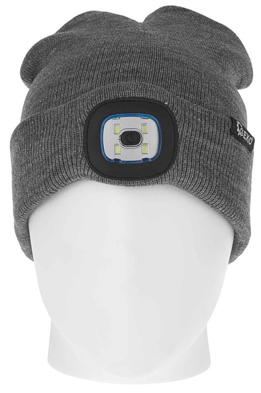 Zimná čiapka s LED svetidlom, sivá, GEKO 1