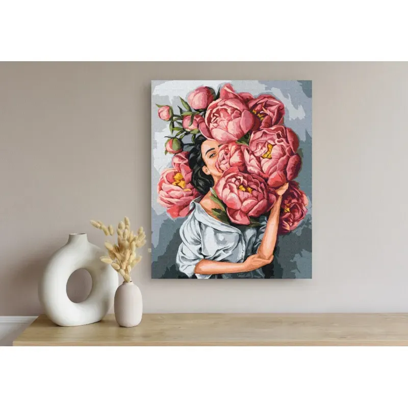 Maľovanie podľa čísel IN PEONIES, na ráme, 40x50cm, 801022906