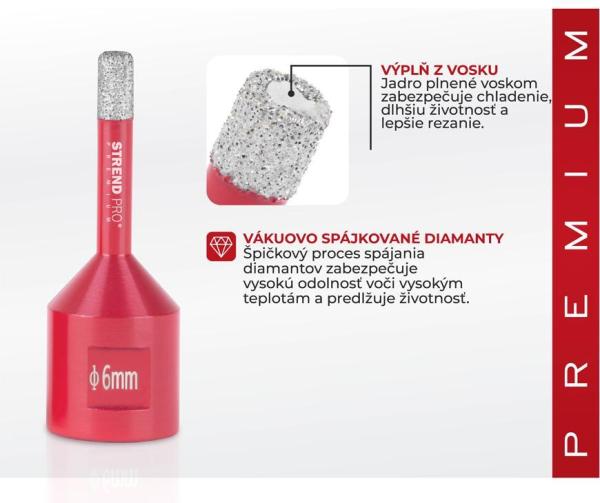 Vyrezávač Strend Pro Premium DCB11, 6 mm, M14, HD, korunka, diamant, professional