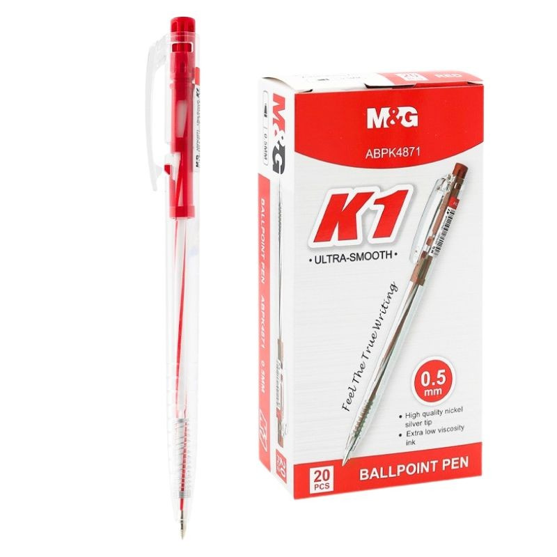 Pero guľôčkové M&G K1 0,5 mm - červená náplň
