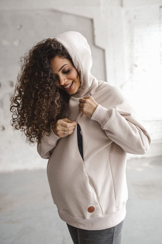 Tehotenská a dojčiaca mikina Motherhood oversize milk & love béžová XL 1