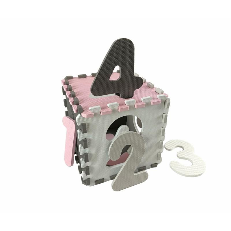 Penové puzzle podložka ohrádka Milly Mally Jolly 3x3 Digits Pink Grey