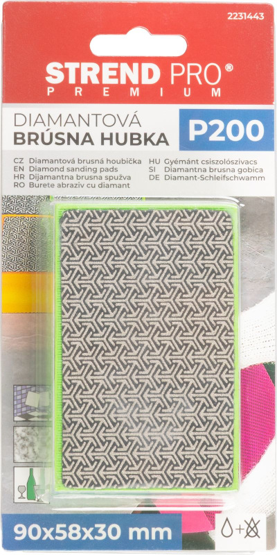 Hubka Strend Pro Premium, 90x58x30 mm, P200, brúsna, diamantová, pre obkladačov 2