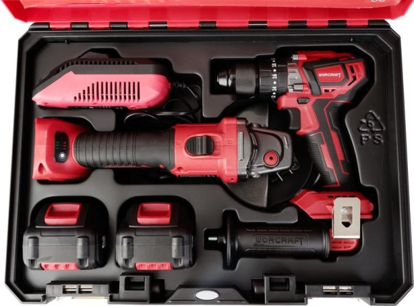 Set Worcraft XCUBE001A, ShareSYS, skrutkovač CHD-S20LiBC + uhlová brúska CAG-S20LiBS-125 mm, bezuhlí 4