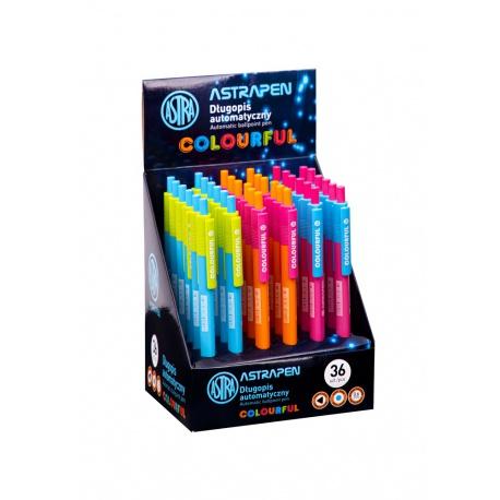 ASTRA ASTRAPEN Colorful, Guľôčkové pero 0,6mm, modré, stojan, mix farieb, 201022015