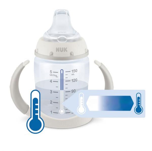 Dojčenská fľaša na učenie NUK s kontrolou teploty 150 ml biela