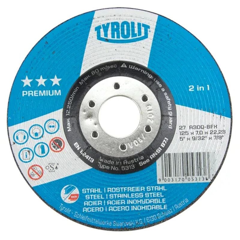 Kotuc Tyrolit 125x7,0x22,2mm, 27, A30P-BFX, oceľ/nerez, Fastcut, Premium *** 1