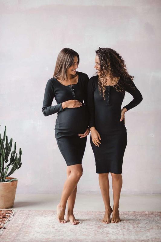 Tehotenské a dojčiace šaty rebrované Tummy milk & love čierna L