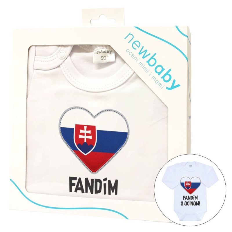 Body s potlačou New Baby Fandím s ocinom biele - darčekové balenie 50 2