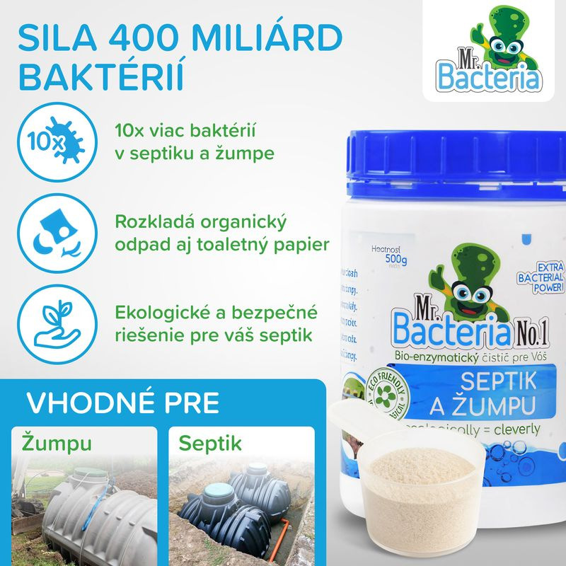 Aktivátor Mr.Bacteria No.1, do septikov a žumpy, 500 g 1