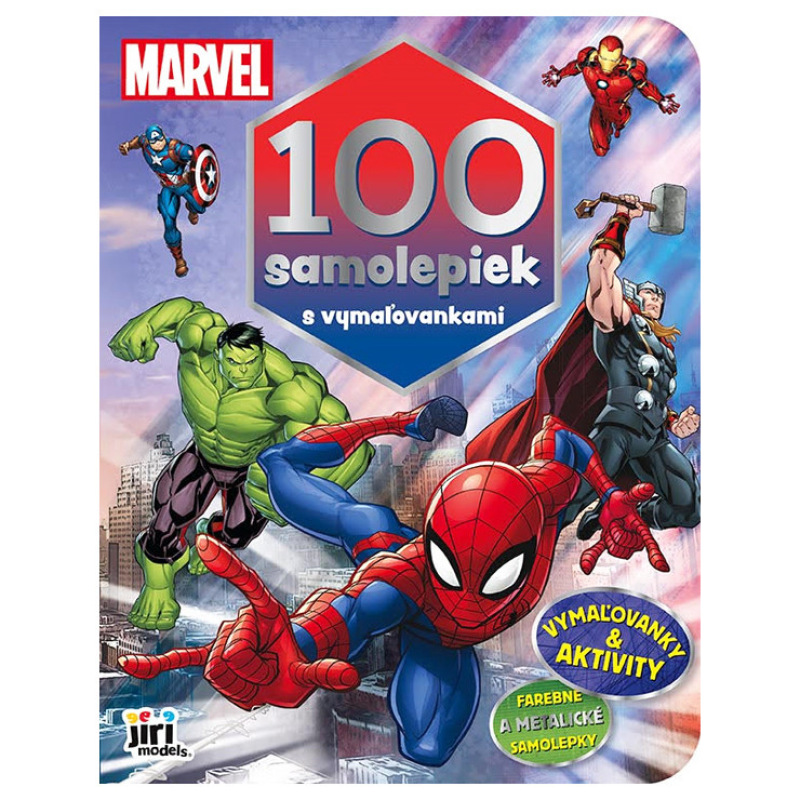 100 samolepiek s vymaľovávankami Marvel