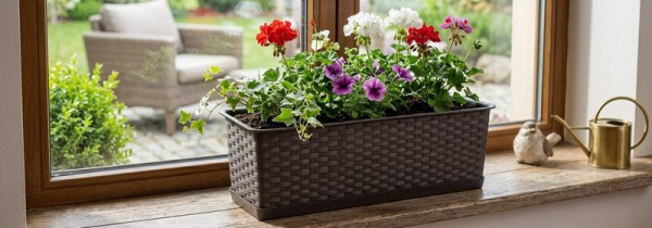 Kvetináč RATOLLA Case P 500, hnedý, s podložkou 1