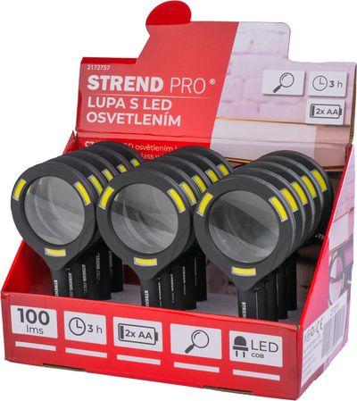 Lupa so svetlom Strend Pro 113x242x22 mm, 2xAA, LED 100 lm, 3x LED osvetlenie, na čítanie, Sellbox