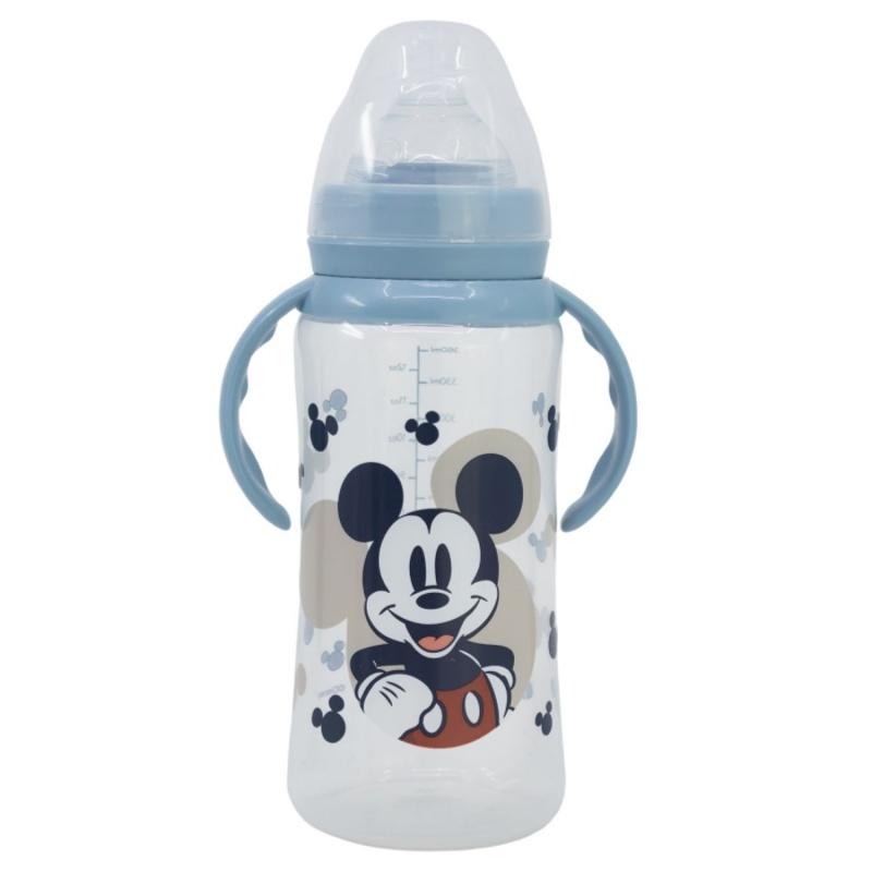 STOR Dojčenská fľaša s rúčkami Mickey Mouse Baby Blue, 360ml, 10+, 10404