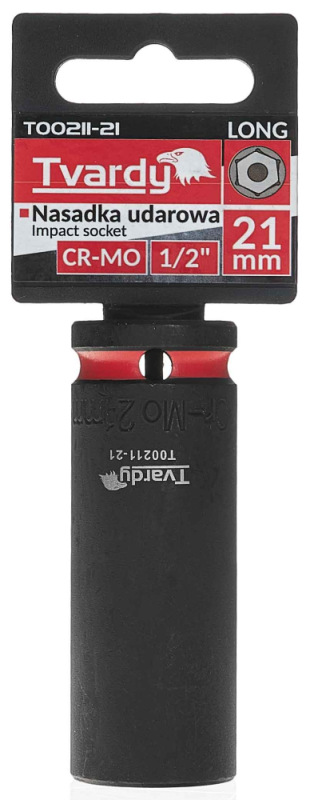 Hlavica nástrčná predĺžená 6HRAN 1/2" 21 mm, úderová, Cr-Mo, TVARDY 3