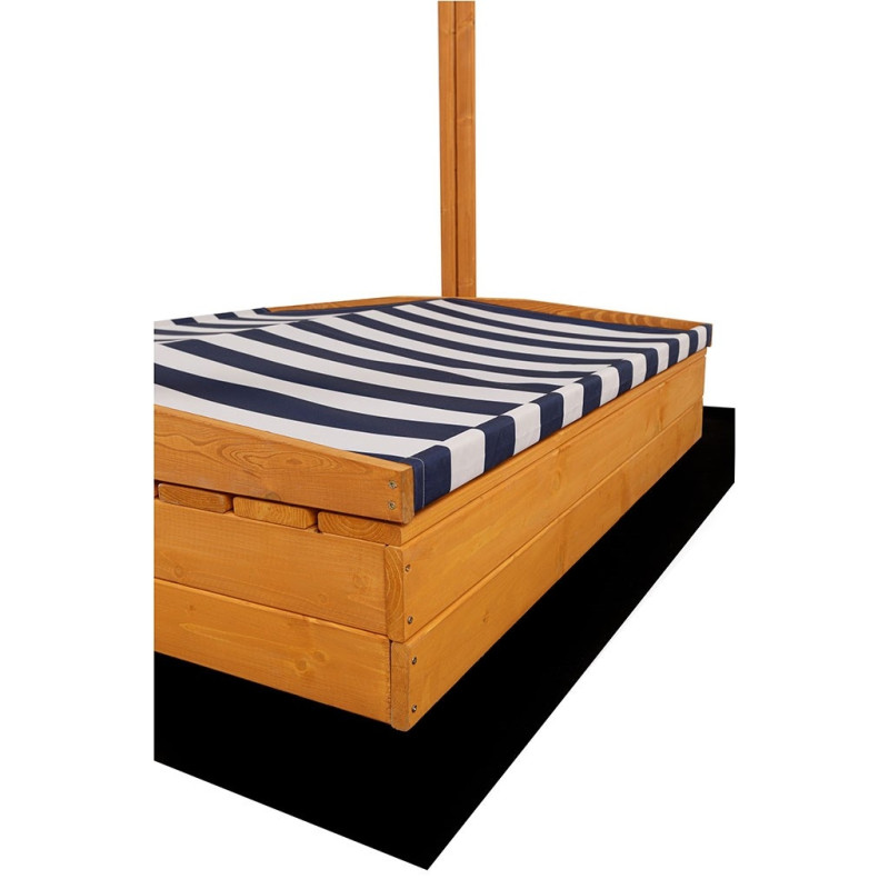 Detské drevené uzatvárateľné pieskovisko s lavičkami a strieškou Baby Mix 120x120 cm modro-biele 4