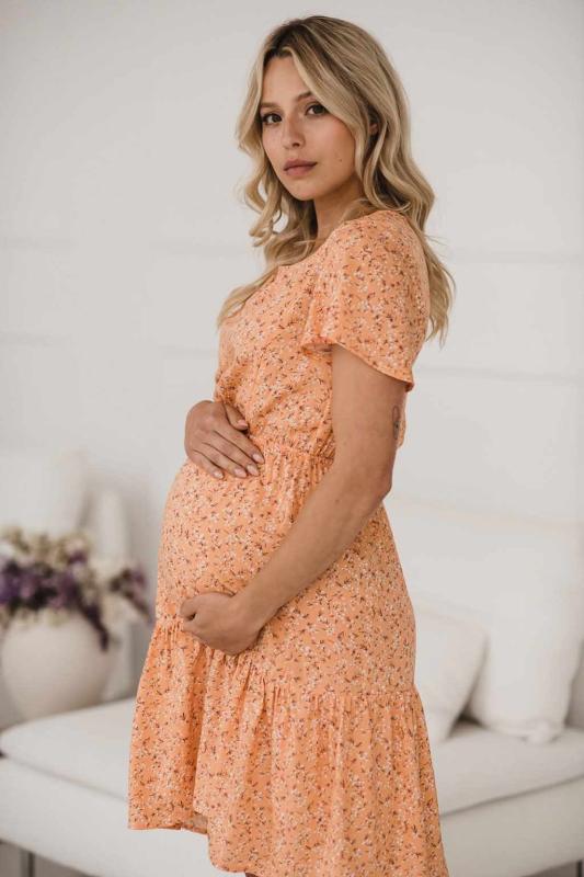 Tehotenské a dojčiace šaty Lovely Dress milk & love broskyňová S