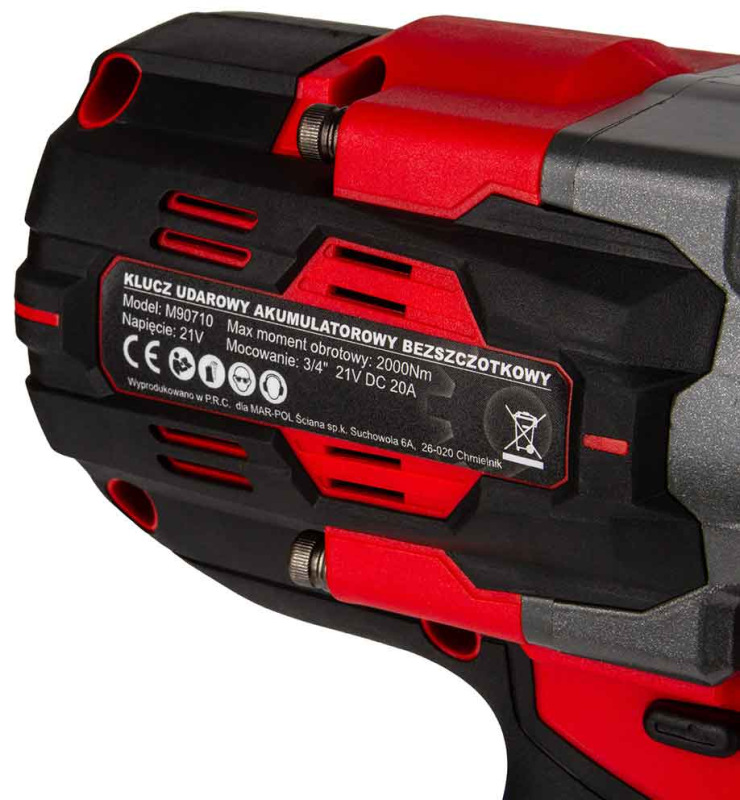 Akumulátorový rázový uťahovák 3/4", 2000Nm, 2x 4Ah, 1x nabíjačka, MAR-POL 7