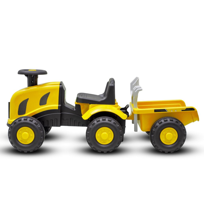 Detské odrážadlo traktor s vlečkou a náradim Baby Mix Benny žltý 1