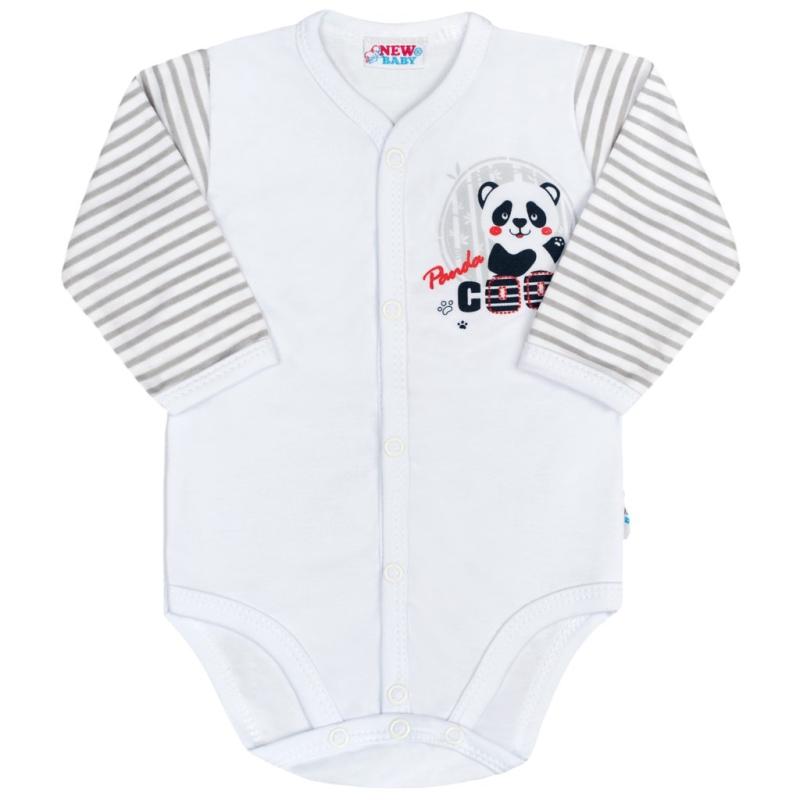 Dojčenské celorozopínacie body s dlhým rukávom New Baby Panda 56 (0-3m)