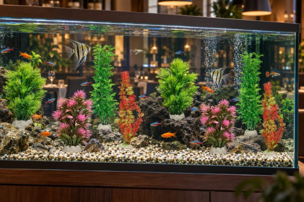Akváriová rastlina TATRAPET, umelá dekorácia, so záťažou,16-20cm, mix dizajnov 1